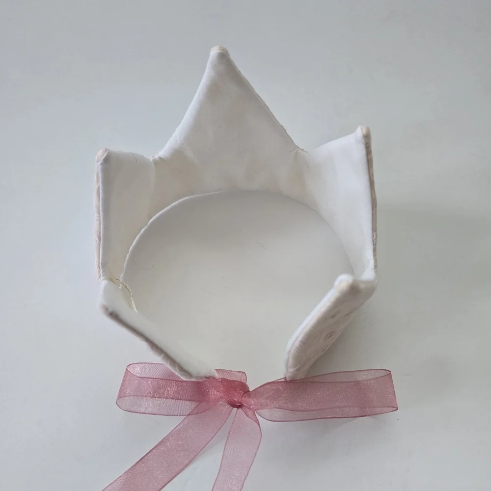 NEW Handmade Girl Dusty Pink Embroidered Lace Fabric Baby Birthday Crown